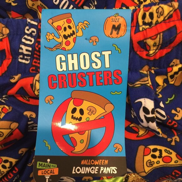 Main & Local Men's Medium Lounge Pants Halloween GHOST CRUSTERS Pizza Ghost - Picture 4 of 5